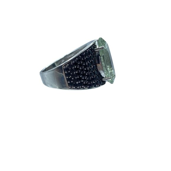 Sterling Silver 925 Green Amethyst Wide Band Ring Size 10 Signed PK Statement - Picture 12 of 12